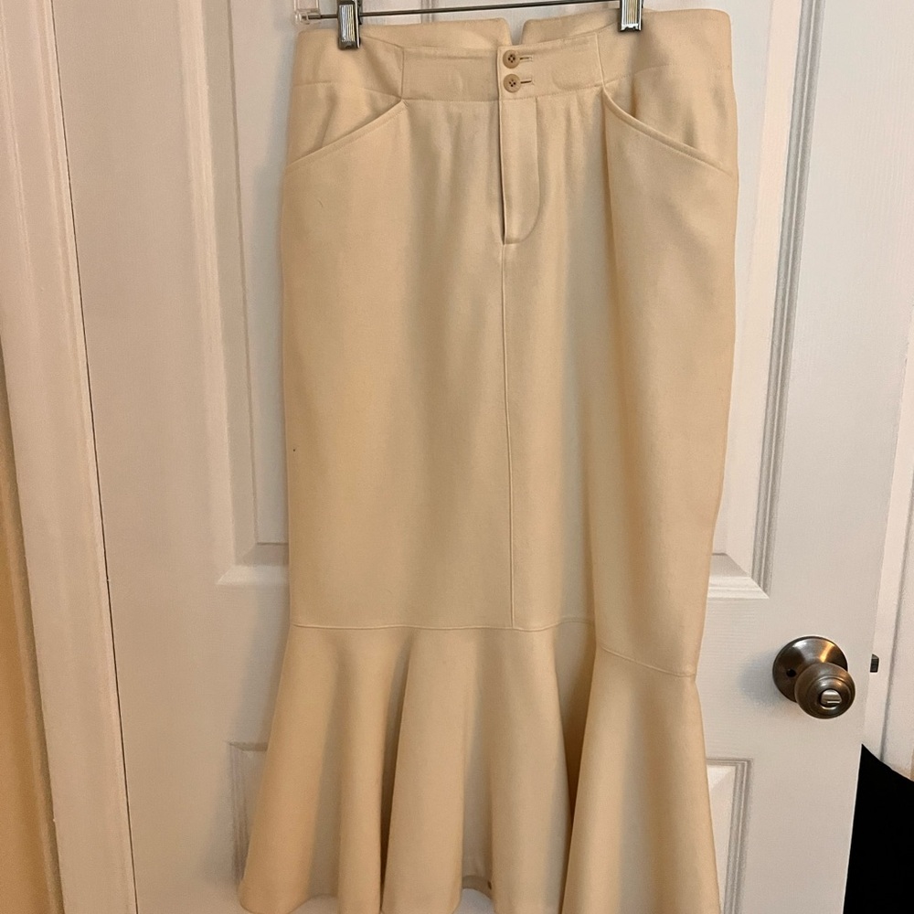 Ralph Lauren Ivory Pencil Trumpet Midi Skirt size 8